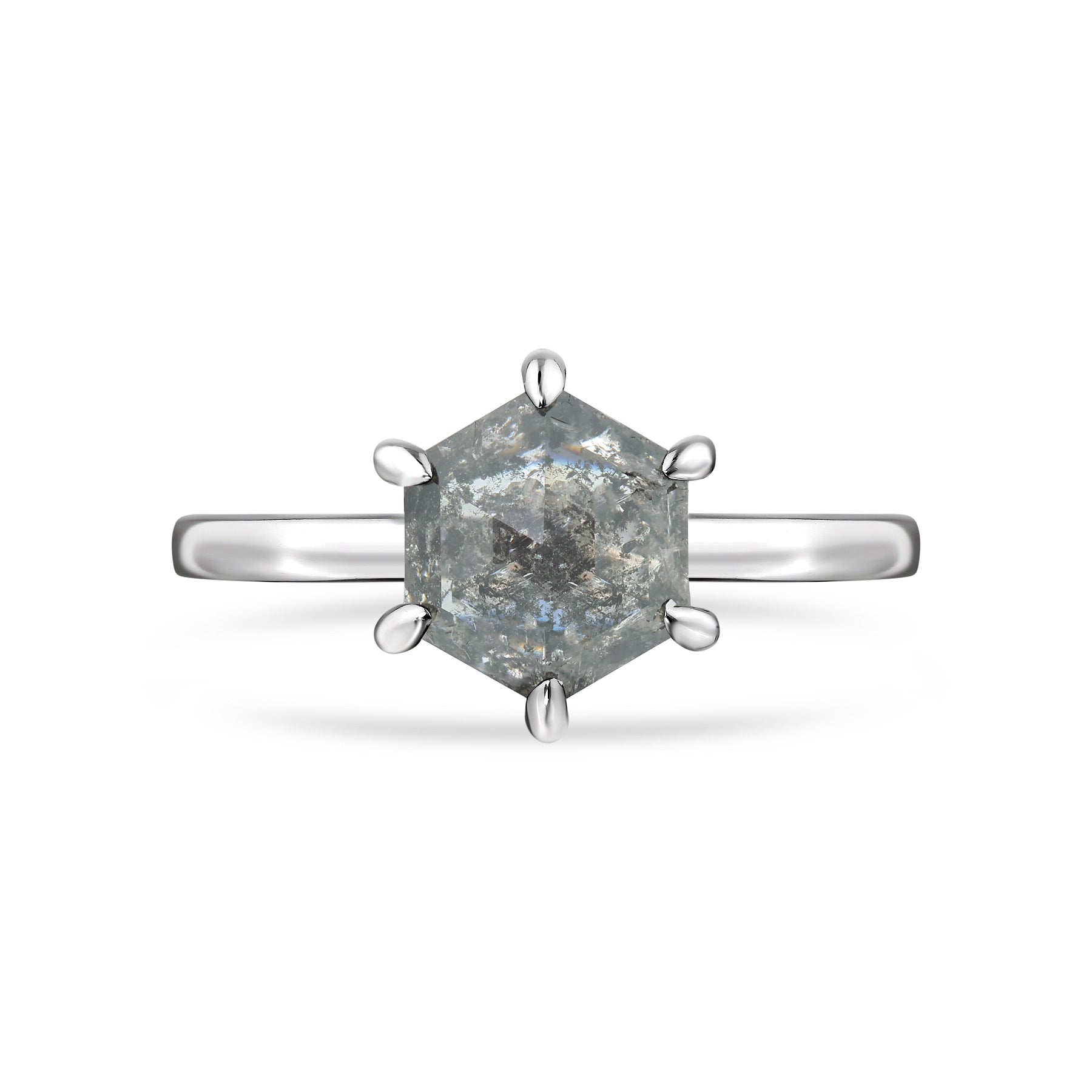 Allegra - Hexagon Salt and Pepper Diamond Ring