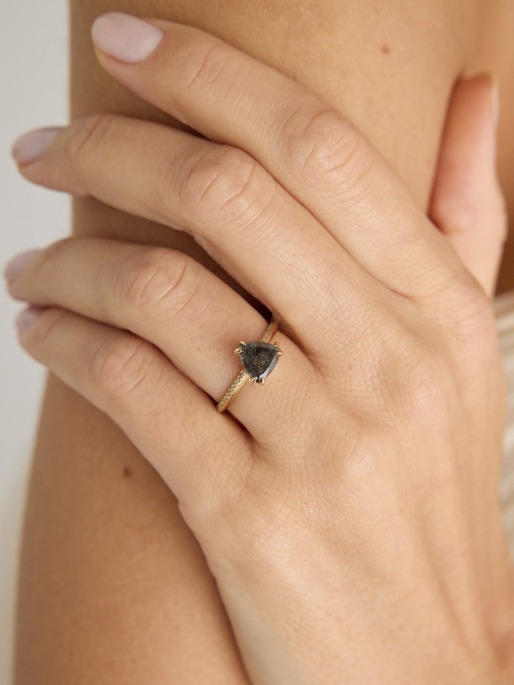 Amas - Fancy Cut Natural Black Diamond Ring