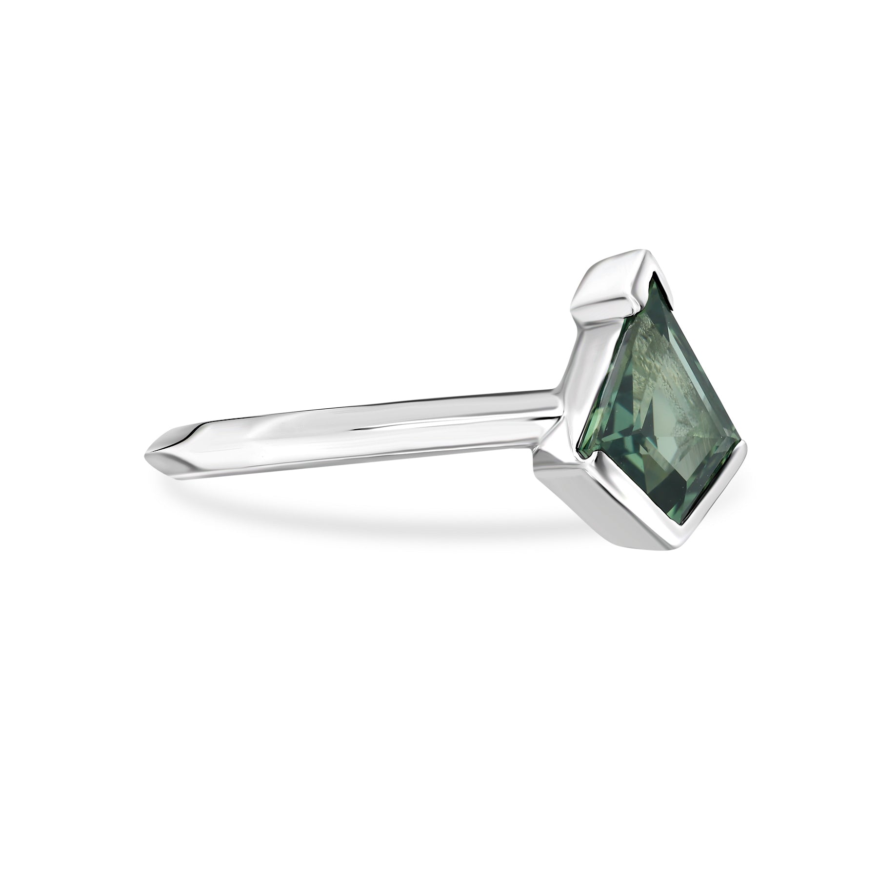 Cadenza - Kite Cut Teal Sapphire Ring