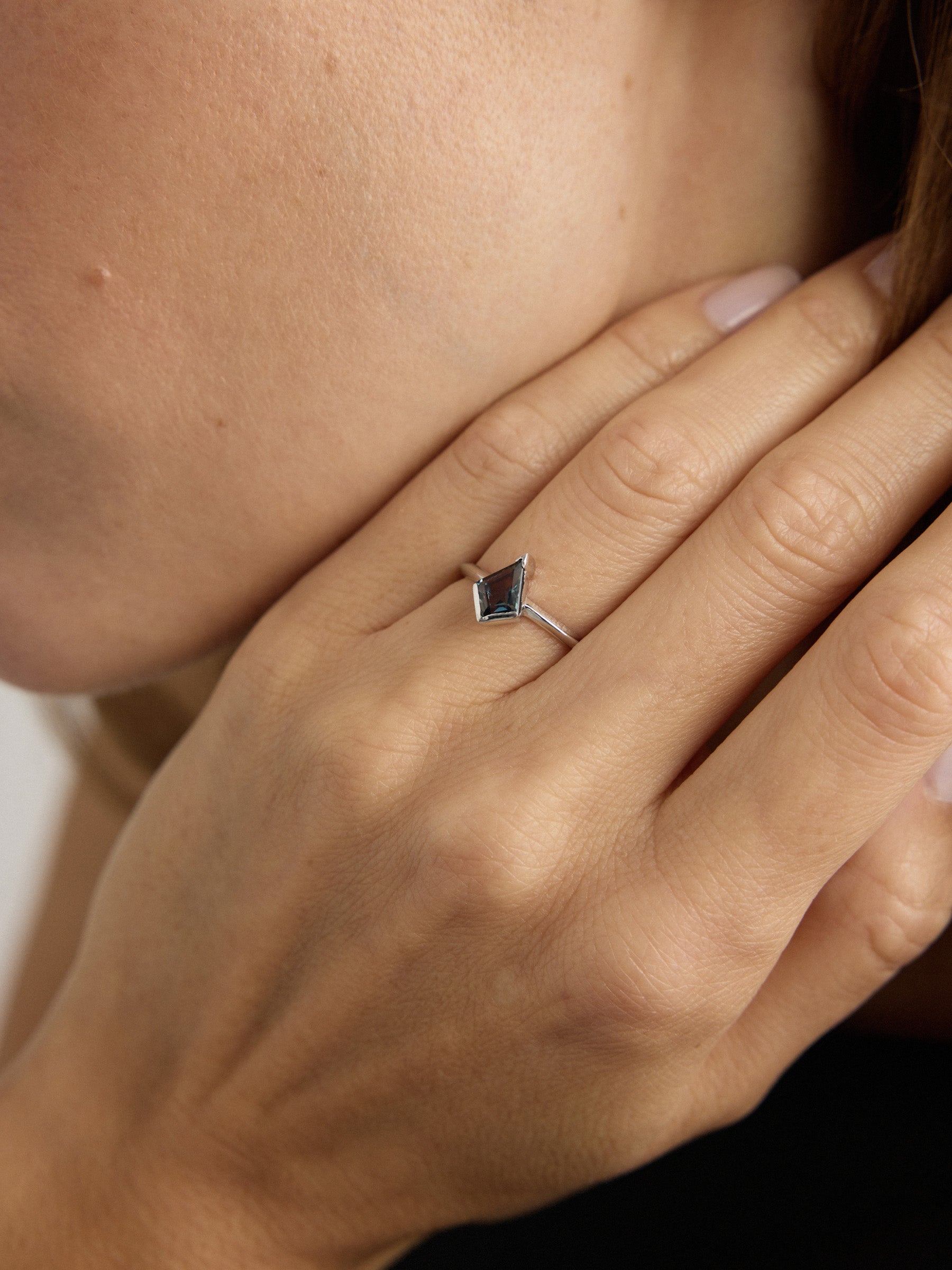 Cadenza - Kite Cut Teal Sapphire Ring