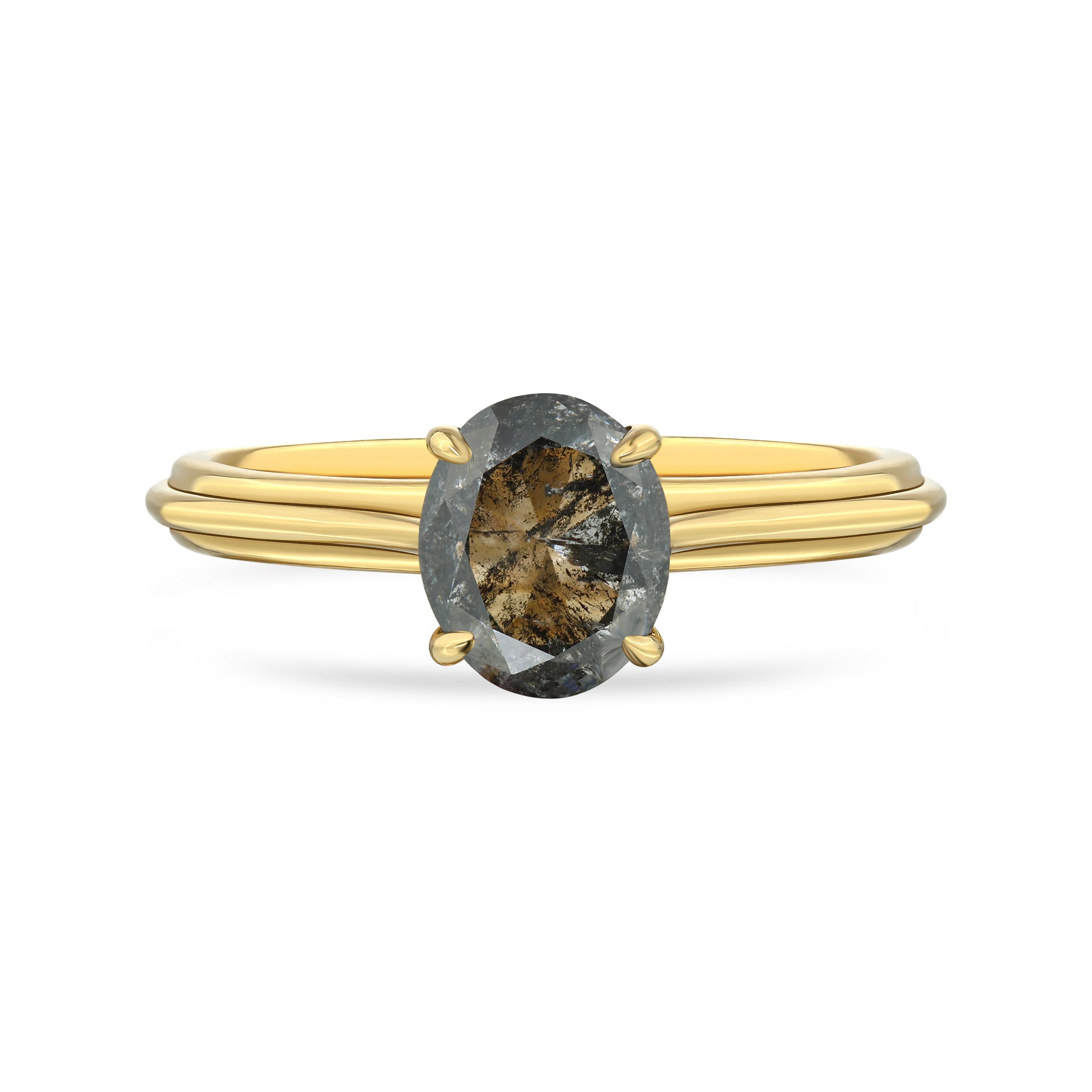 Isadora - Oval Salt and Pepper Diamond Ring