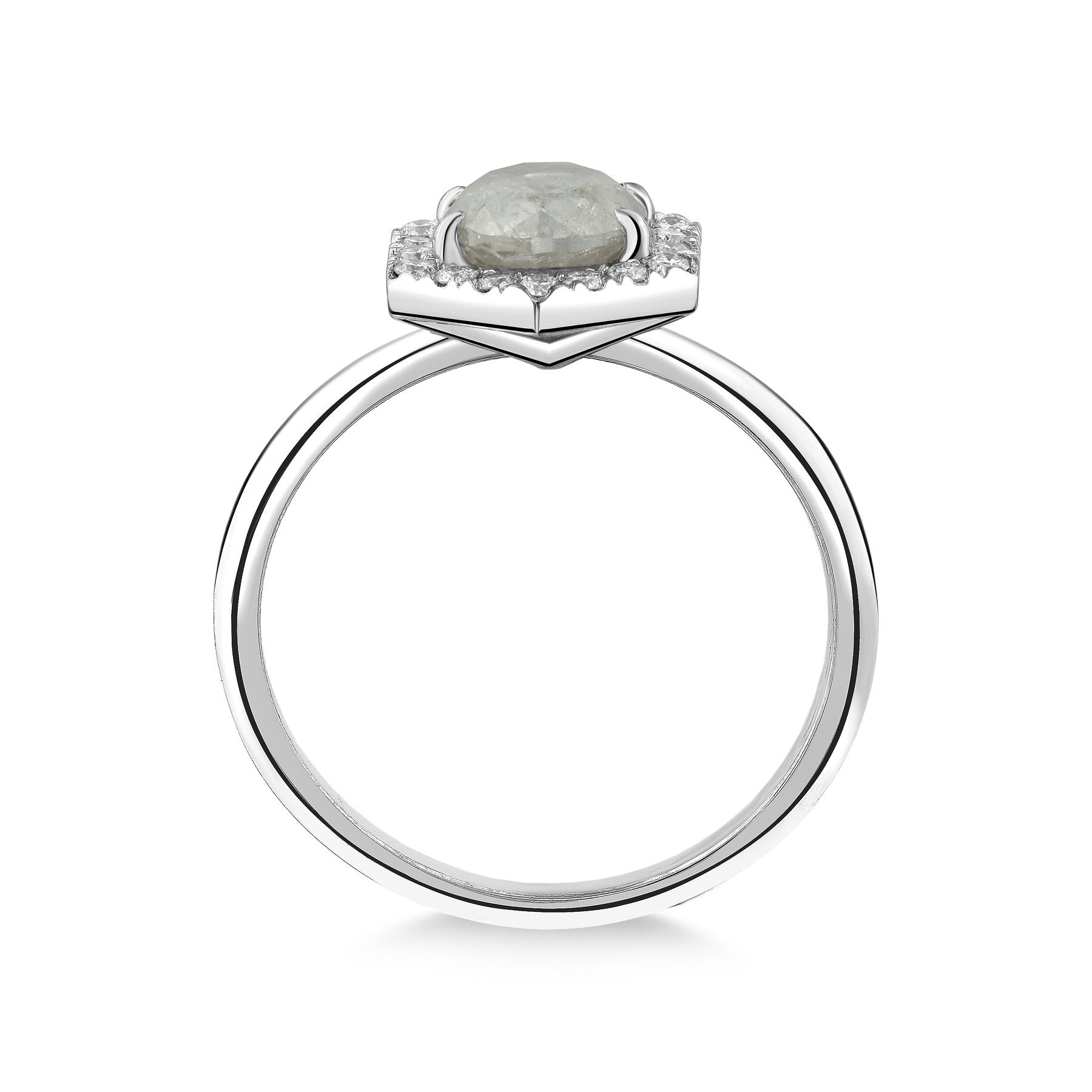 Lilith - Gray Diamond Hexagon Halo Ring