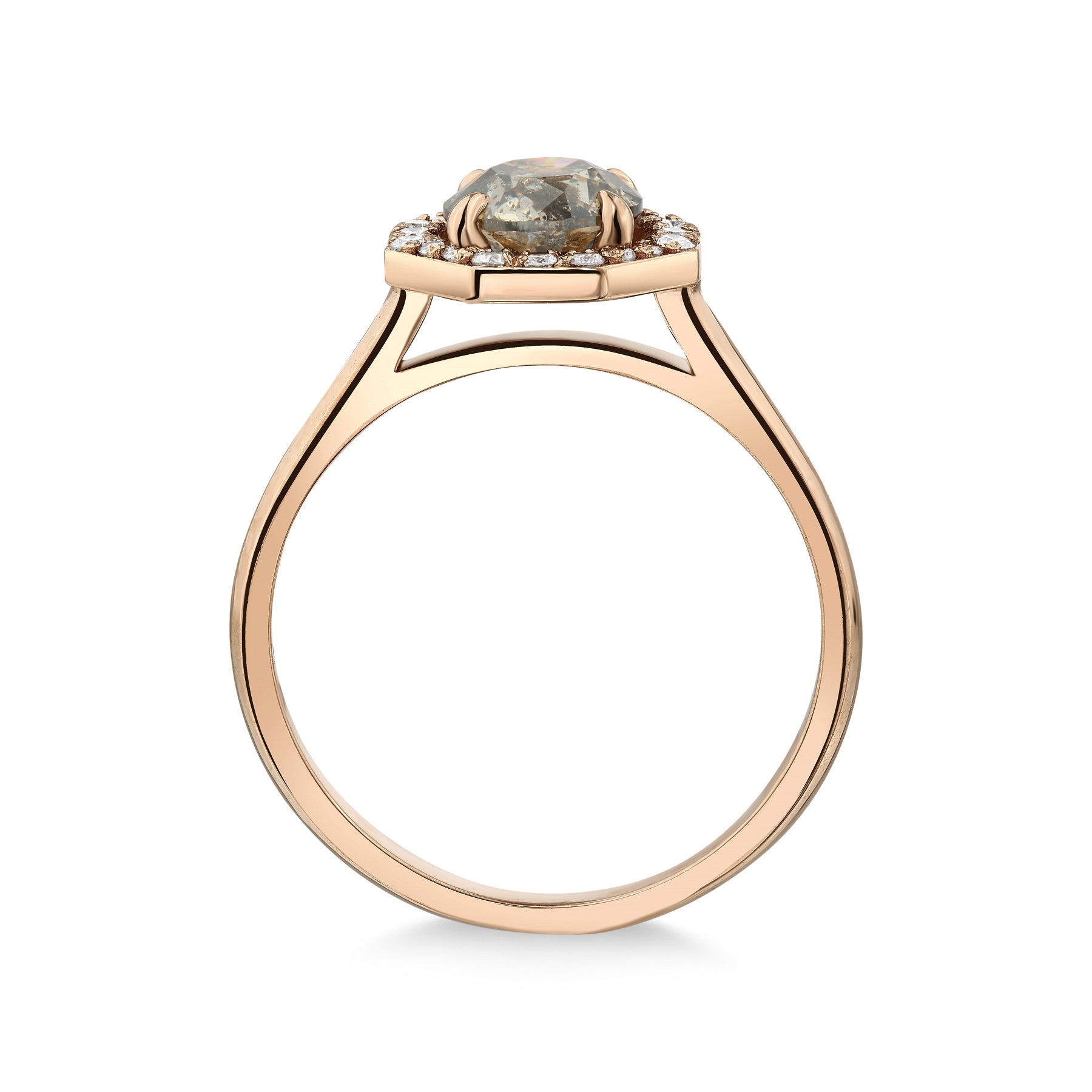 Maxine - Salt and Pepper Diamond Octagonal Halo Ring