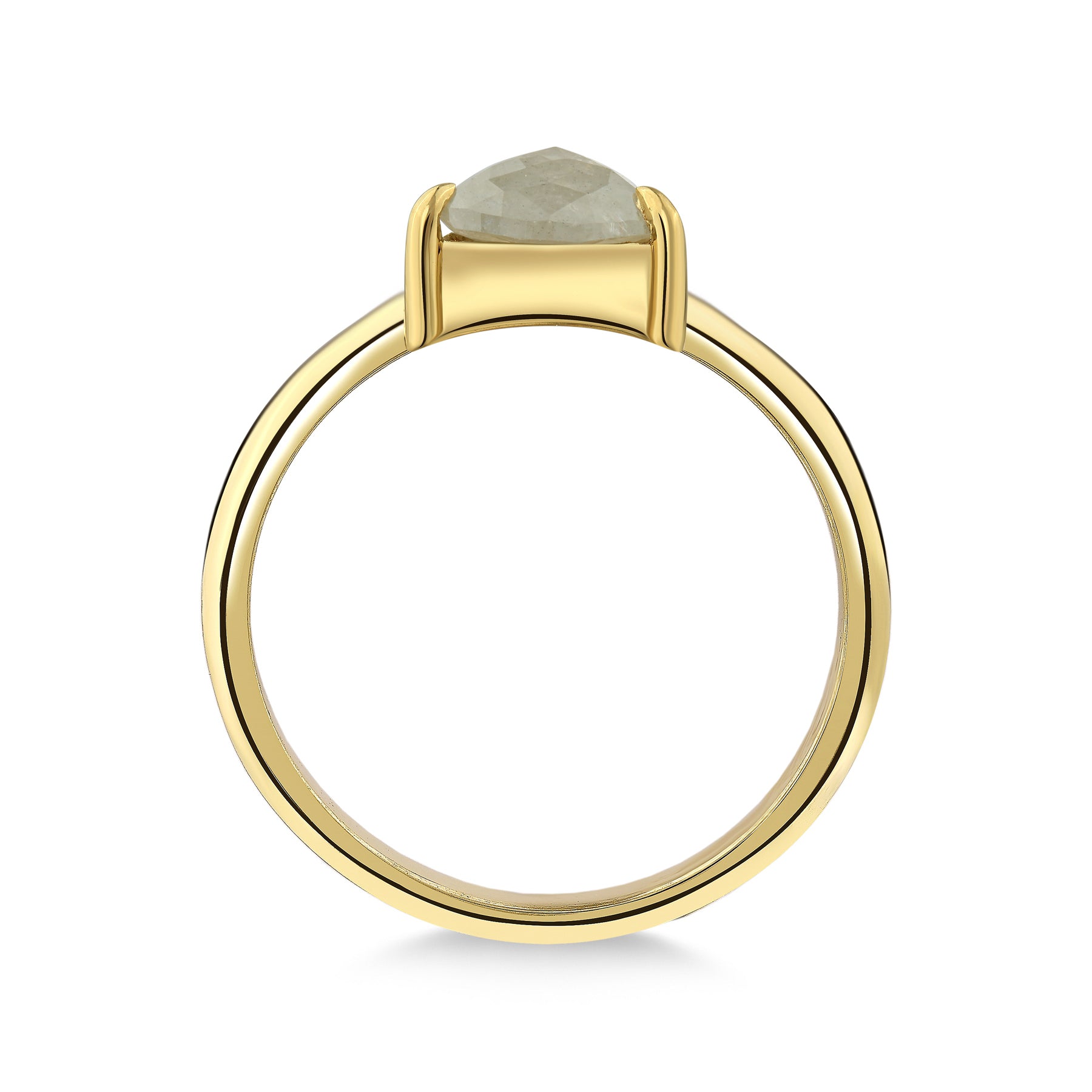 Neville - Trillion-Cut Salt and Pepper Diamond Engagement Ring in Yellow Gold