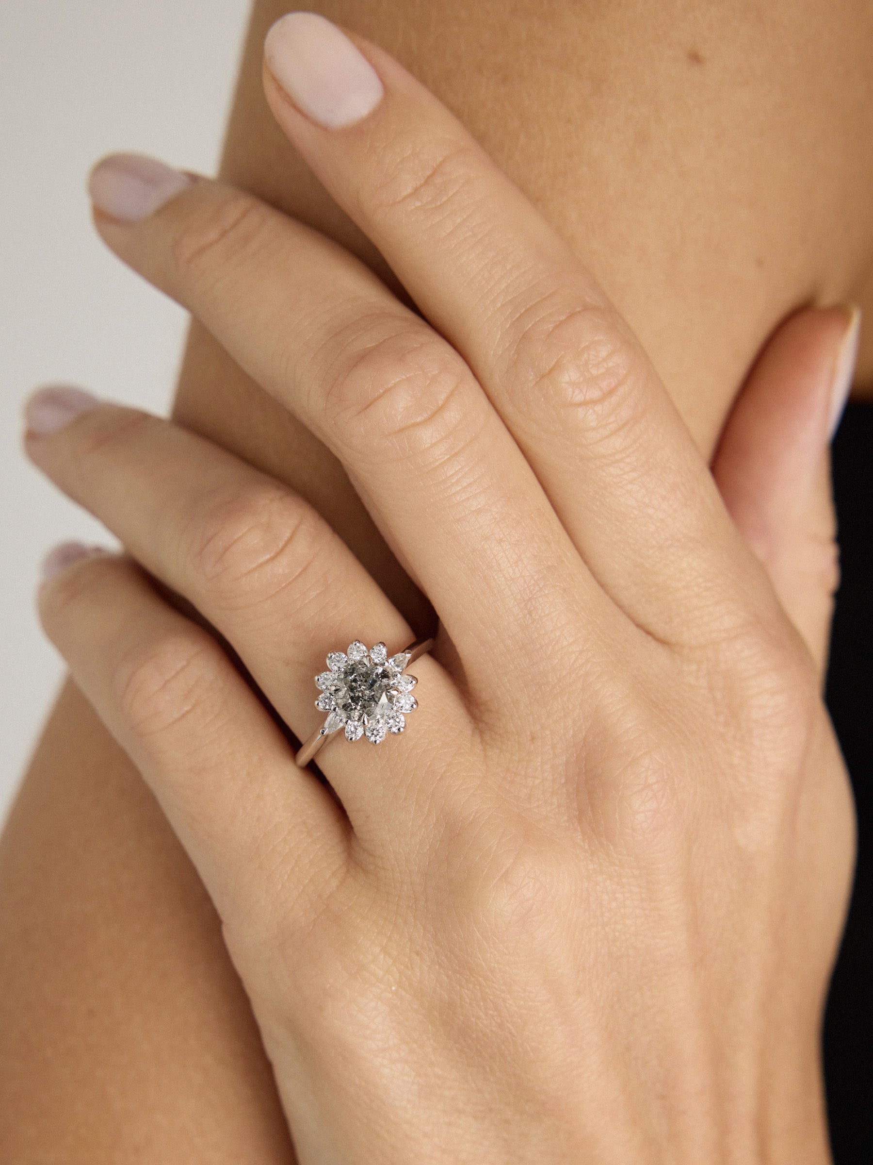 Ondine - Salt and Pepper Diamond Engagement Ring