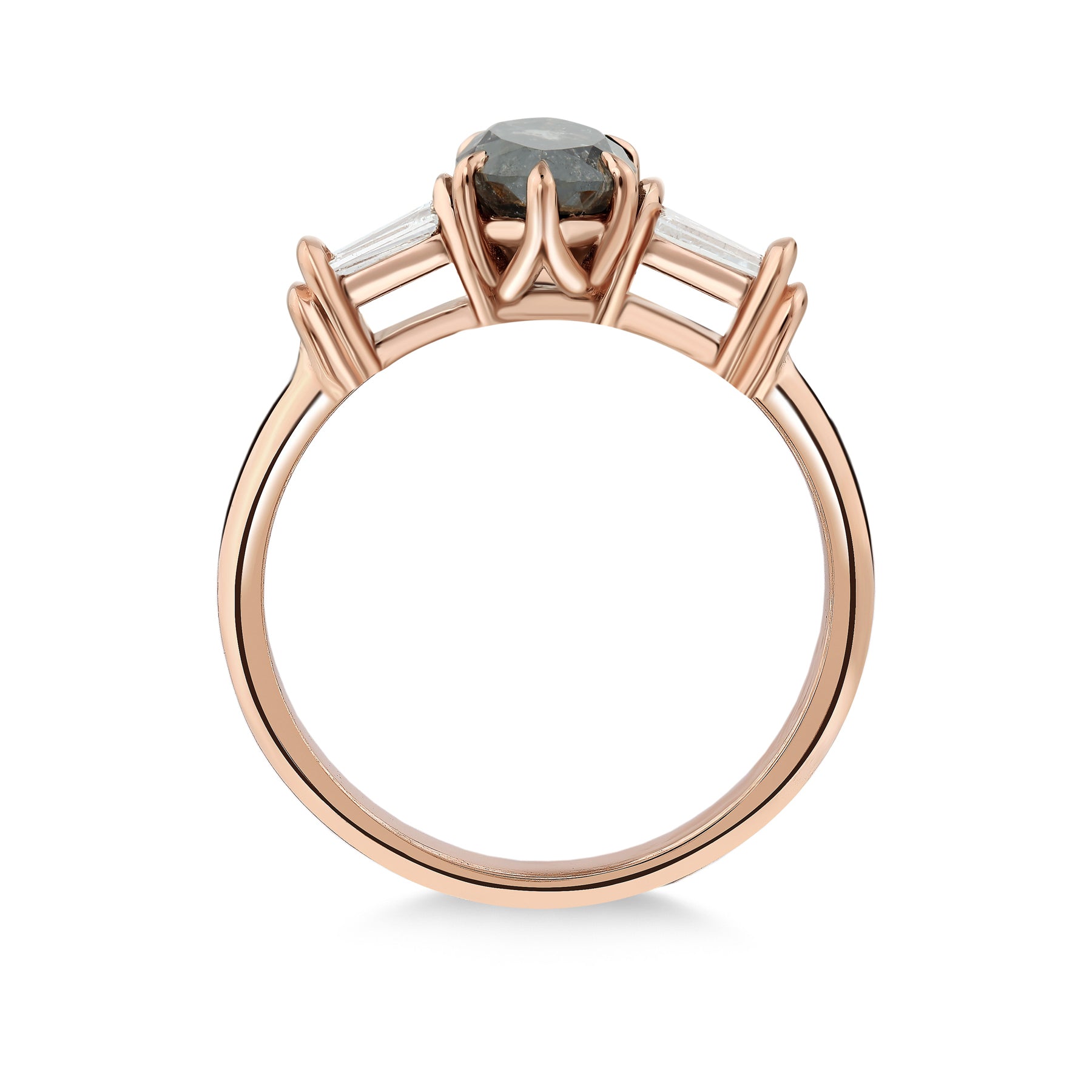 Paloma - Marquise Salt and Pepper Diamond Engagement Ring in Rose Gold