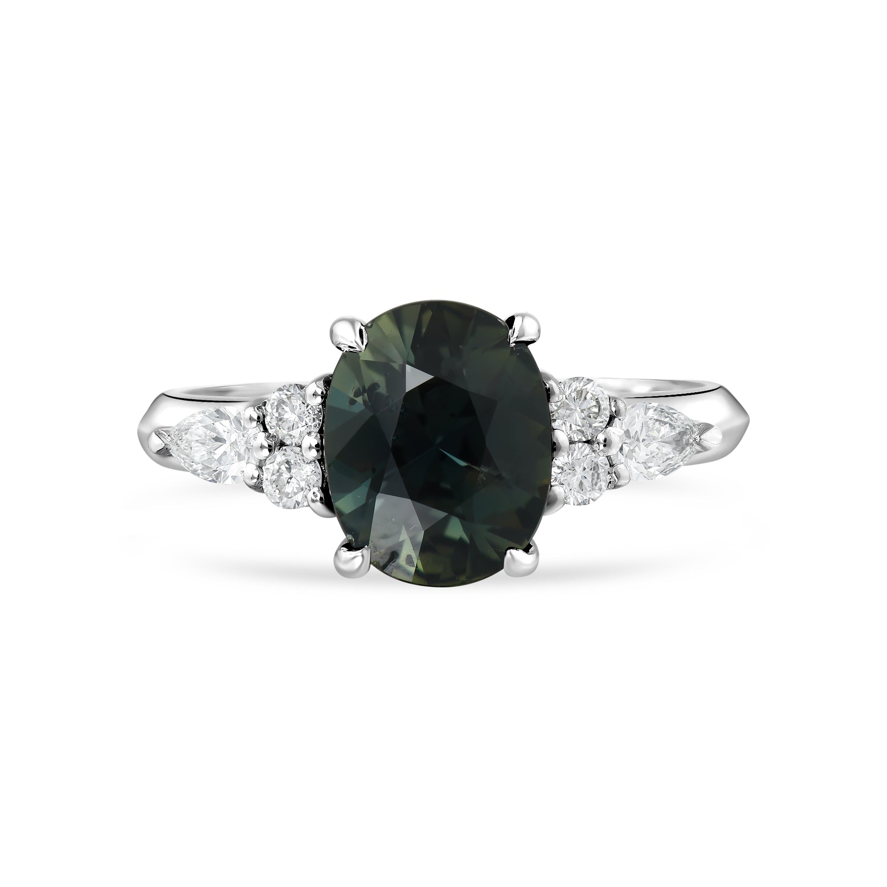 Savannah - Bicolor Teal Sapphire Engagement Ring in White Gold