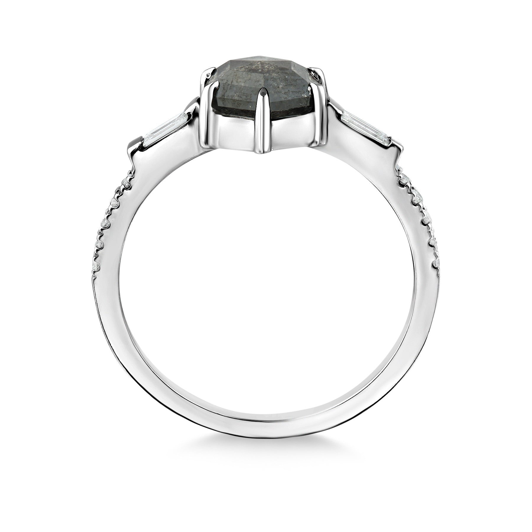 Tuyana - Hexagon Gray Diamond Engagement Ring