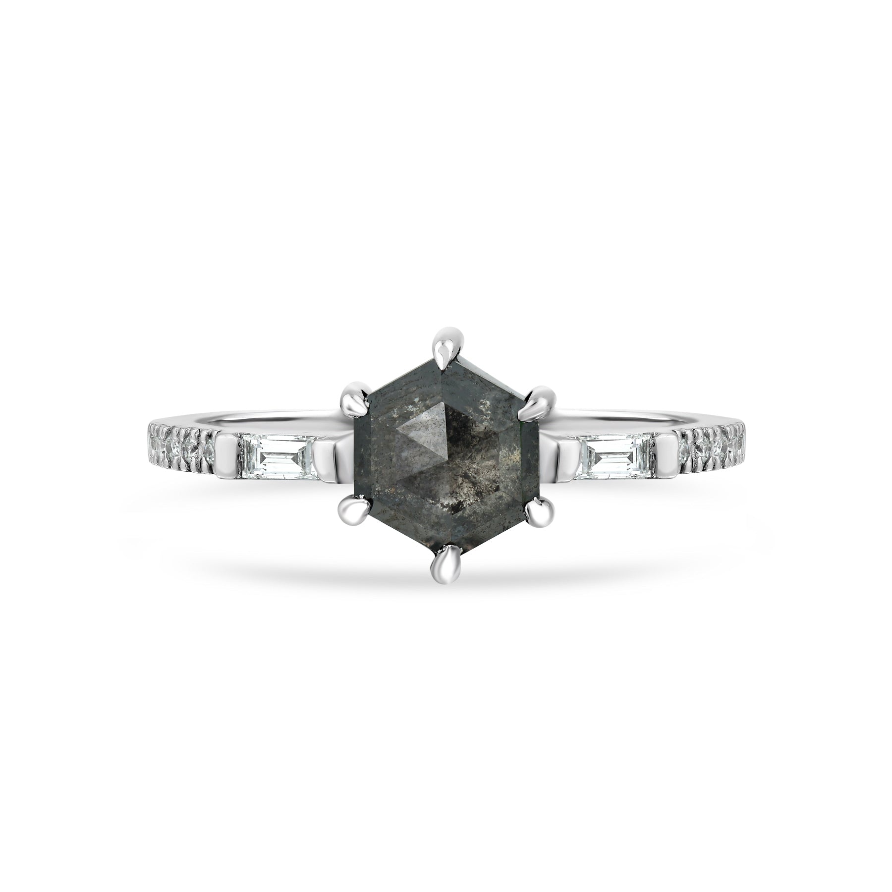 Tuyana - Hexagon Gray Diamond Engagement Ring